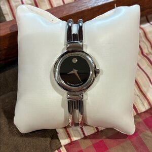 Movado Women's Watch with Black Dial and Silver Band